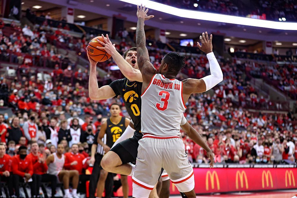 Filip Rebraca makes a basket against against Ohio State