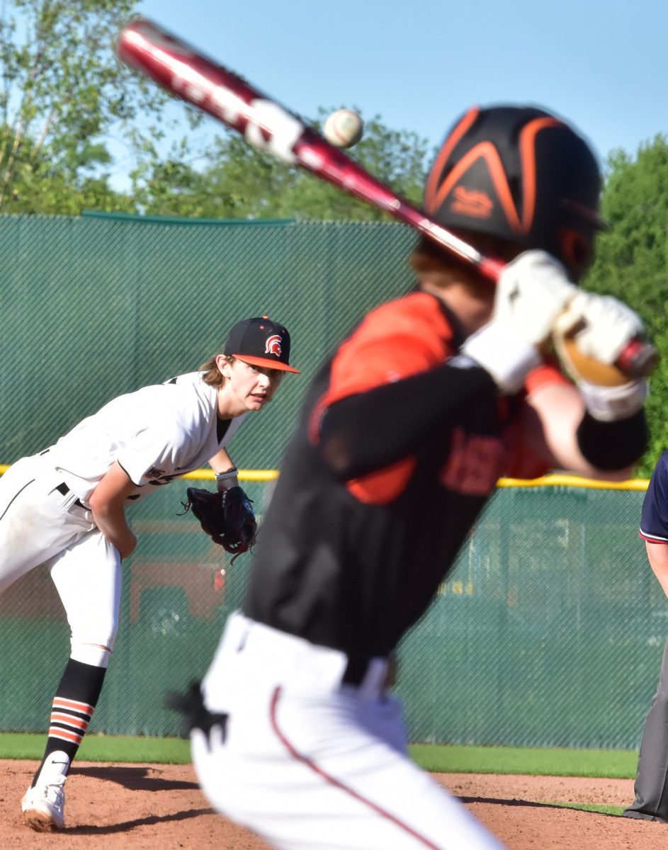 Drew Wilcox delivers a pitch to a Washington Demon Friday, May 27 at home. Solon won the non-varsity contest 6-4.