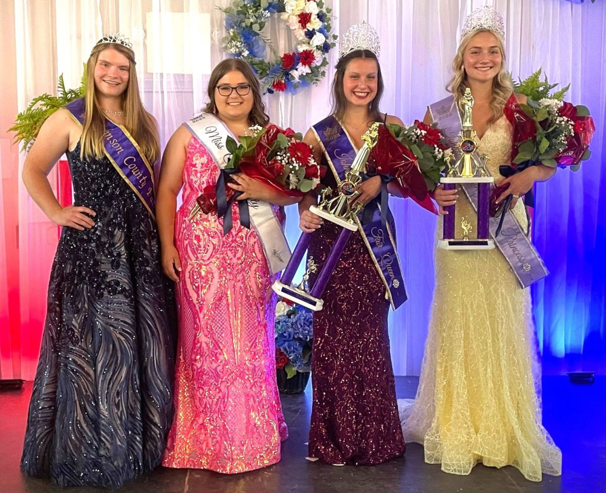 Madison Craig (2021 Johnson County Fair Queen), Bridgette Fisher (2022 Miss Congeniality), Sydney Divoky (2022 Johnson County Fair Queen), and Elly Holubar (2022 Johnson County Fair Princess).