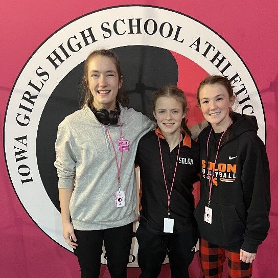 From Left: Olivia Bonnema (135 lbs.), Kara VeDepo (110 lbs.), and McKenna Rogers (105 lbs.)