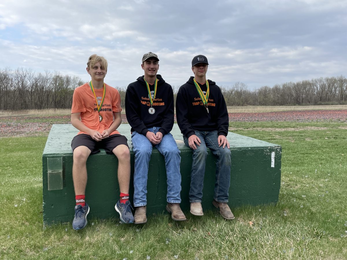 <p>Ethan Ressler, Ryan Bilskie, and Caden Stull were medalists for the Solon Spartan Trapshooting Team Saturday, April 15 at Cedar Rapids Kennedy’s meet.</p>