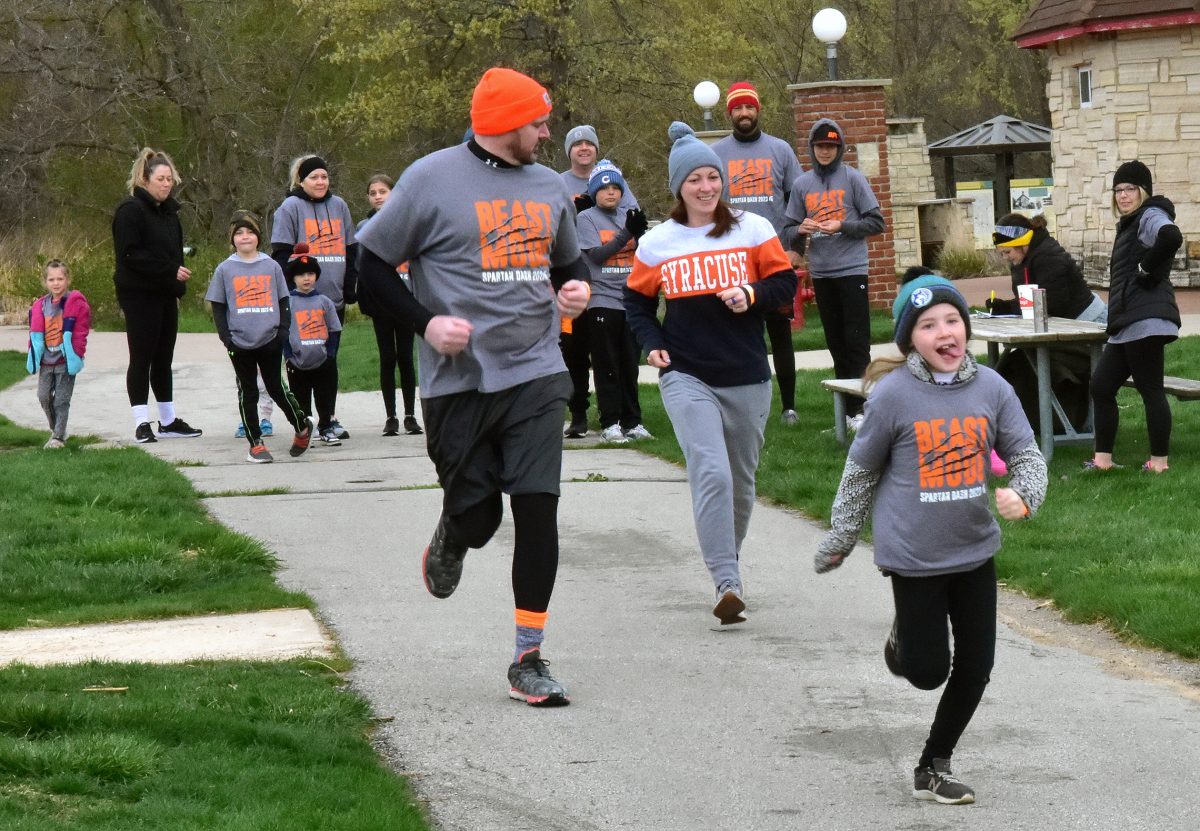 One of the first groups to tackle the 2023 Spartan Dash leaves the starting line in front of the Timber Dome at the SRNA Saturday, April 22. The annual event is a fundraiser for the Lakeview Elementary and Solon Intermediate School PTOs. For more photos, turn to page 8A.