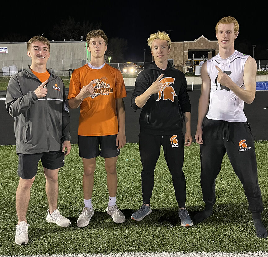 Rhett Mesch, Grant Knipper, Grant Bumsted, and Jeremy Bachus set a new school record in the 4x400 at Davenport North&#8217;s Jesse Day Relays. The foursome finished second in 3:26.74.