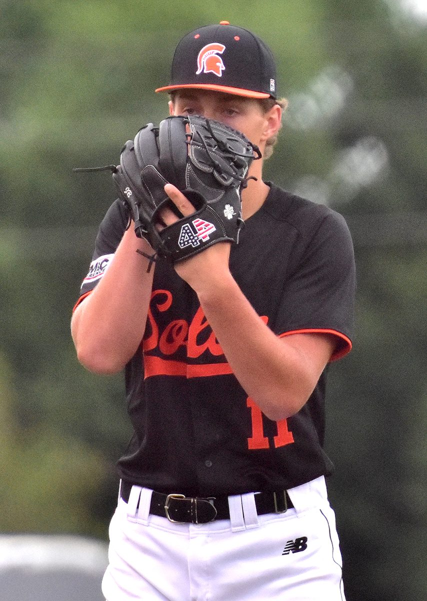 Vince Steinbrech (11) went the distance for Solon against CCA giving up three hits and no runs in a 2-0 Class 3A Substate First Round game Friday, July 7 in Tiffin.