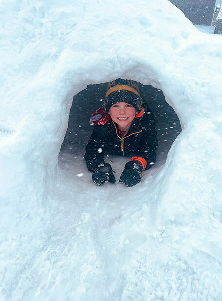 Neysa Volkert sent in this photo of Ashton Volkert in a snow tunnel. Heavy wet snow from the first storm was perfect for building tunnels, snow forts, and snowmen.