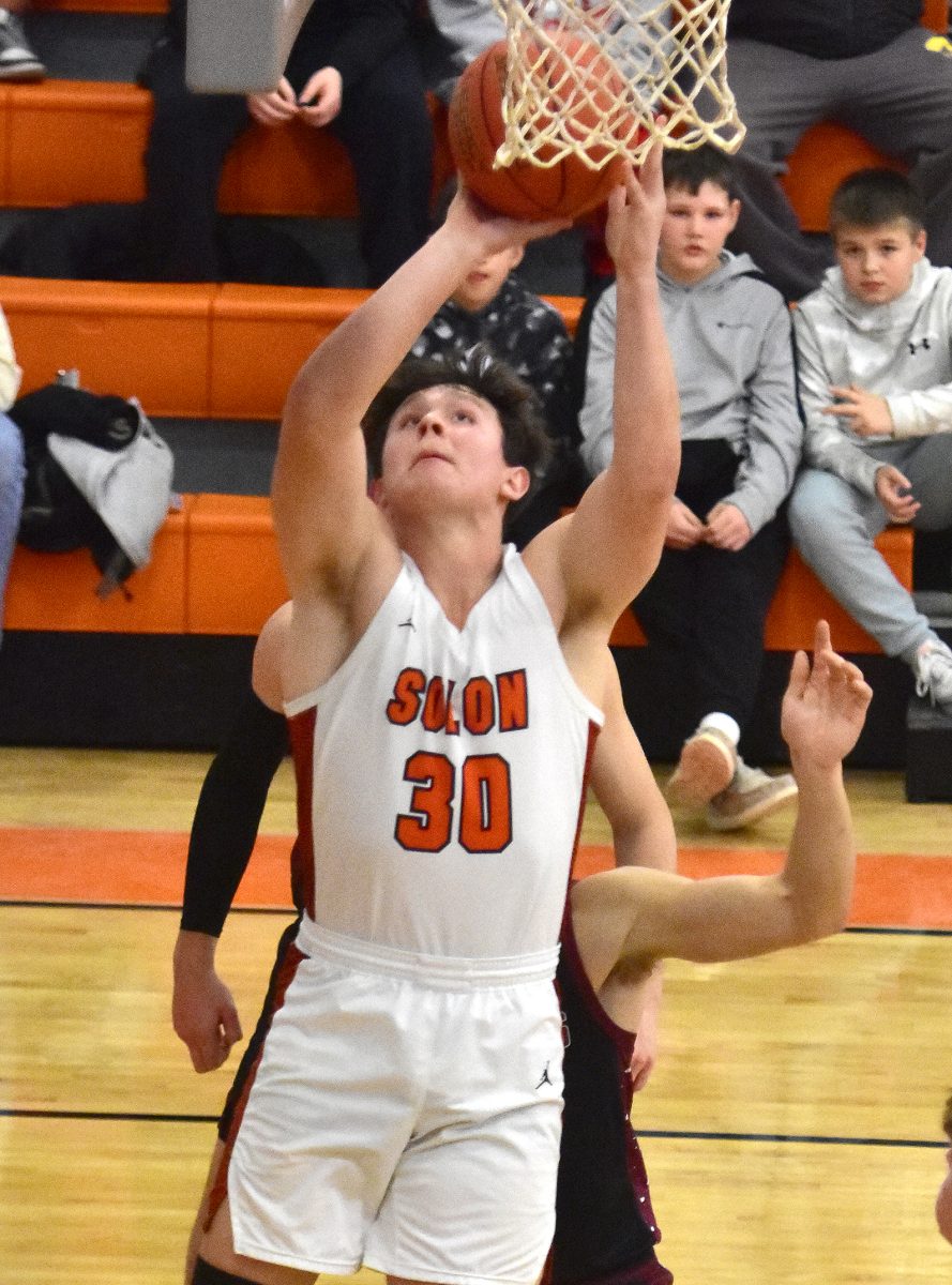 <p>Gehrig Turner put up Solon’s first ten points against Mount Vernon last Tuesday and led the Spartans with 15 points in a 58-45 win.</p>