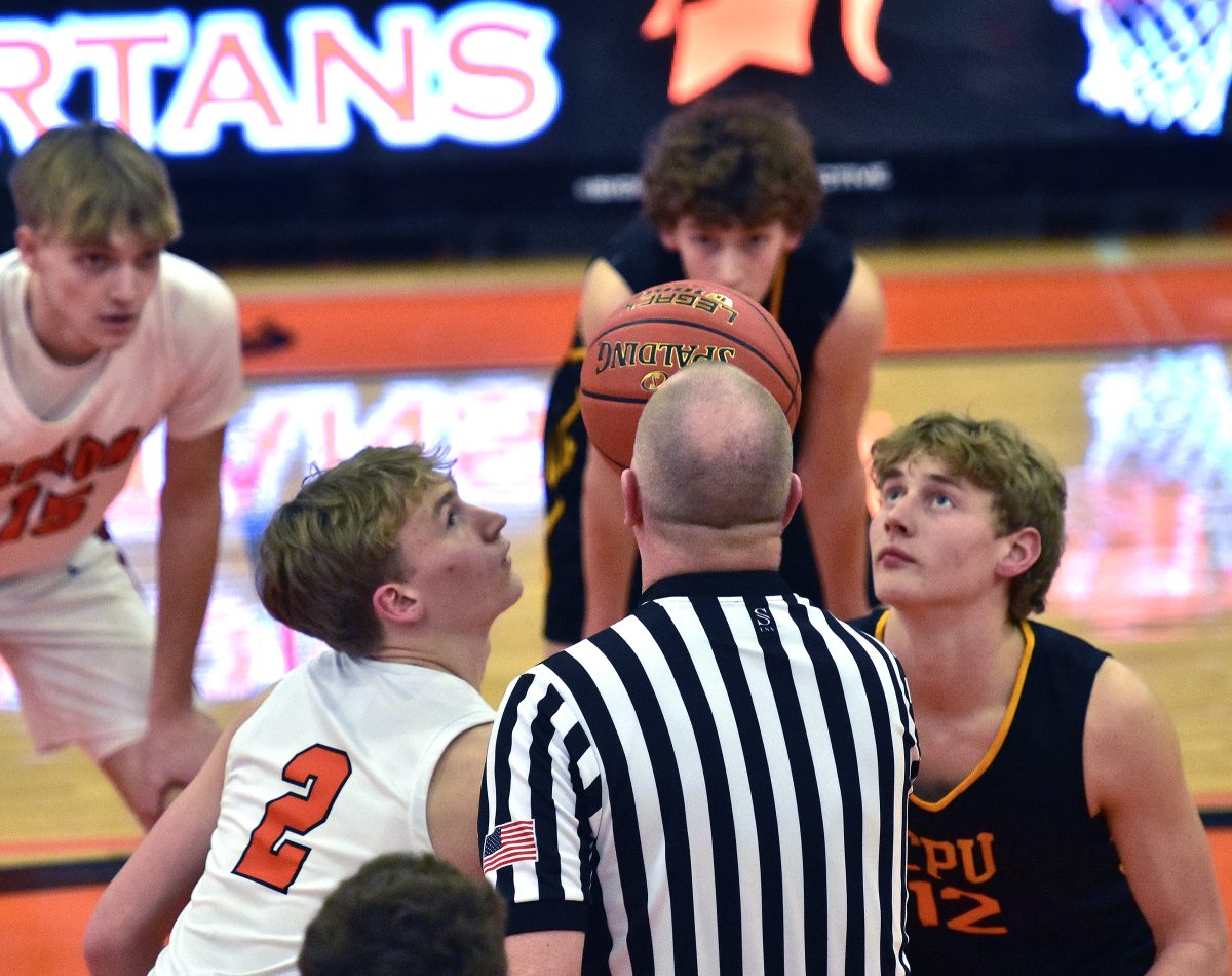 Austin Knight readies for the tip off Friday, Jan. 26 at home against CPU.