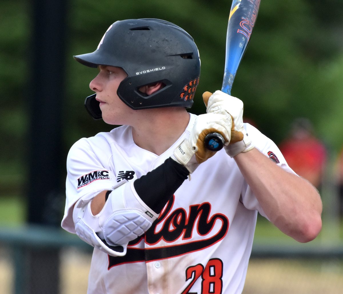 Brett White (28) nailed a solo home run Monday, June 3 at home against Marion and hammered a three-RBI homer against Wellman before sending three dingers over the wall at South Tama.