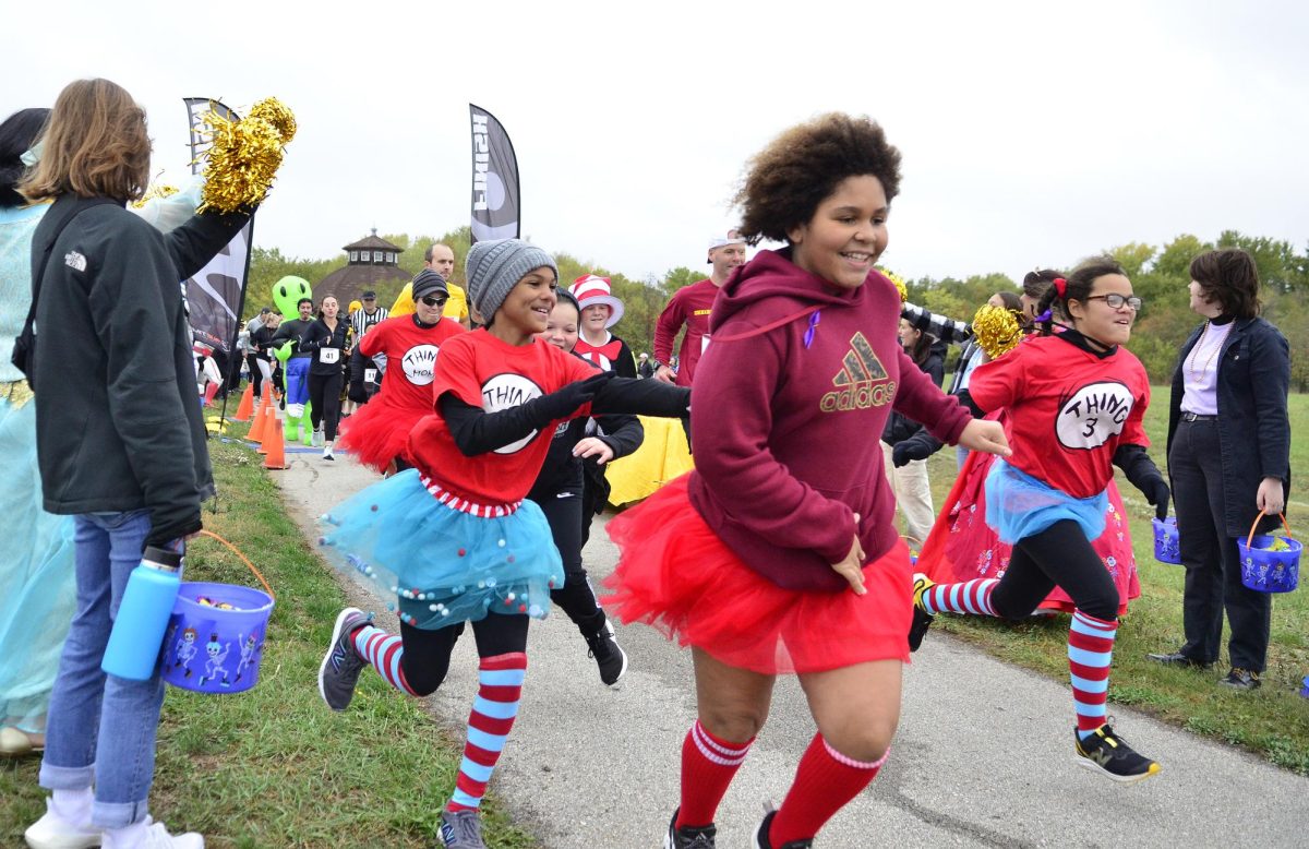 Participants in the 2nd annual Bone Dash 5k start the race Saturday, October 14, 2023, at the SRNA. The family friendly event benefited the University of Iowa Stead Family Children’s Hospital’s Joining Hands Pediatric Rheumatology Support Group.