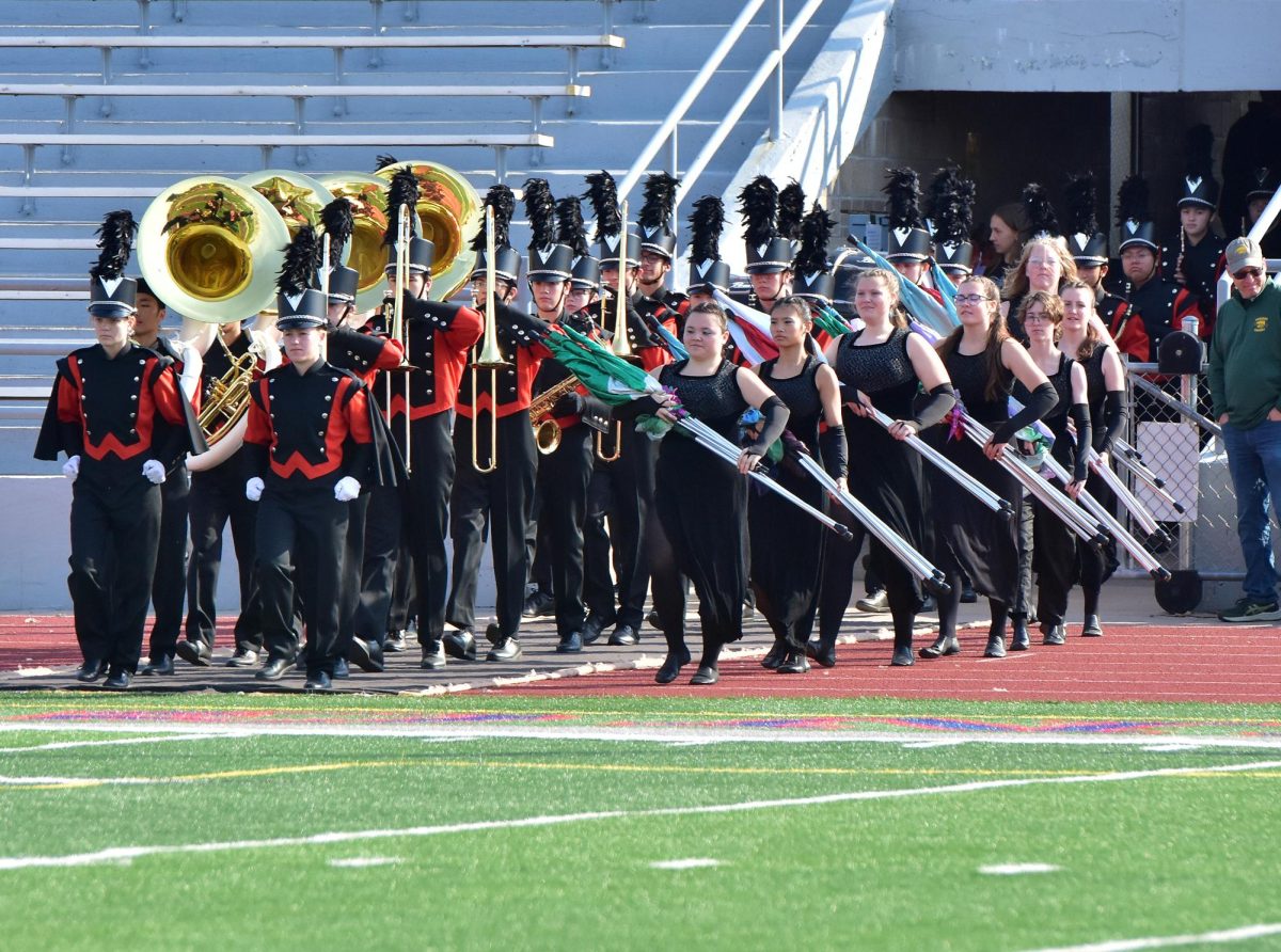  The Solon High School Marching Band takes the field at Kingston Stadium in Cedar Rapids for the Iowa High School Music Association’s State Marching Band Festival hosted by Cedar Rapids Kennedy Saturday, October 12. 25 bands participated in the event including eight from the WaMaC conference.