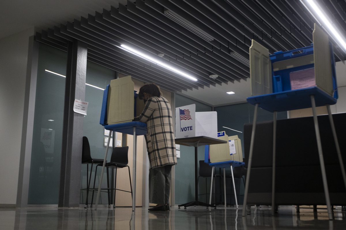 Dominique Limoli votes at the UI Psychological and Brain Sciences Building on 340 Iowa Ave. during Election Day on Tuesday, Nov. 7, 2023.