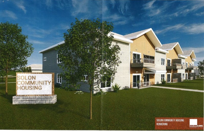 The architect’s rendering show what a proposed senior (55+) apartment complex, to be built along Windflower Lane in the Fox Ridge development on the south side of Solon, will look like.