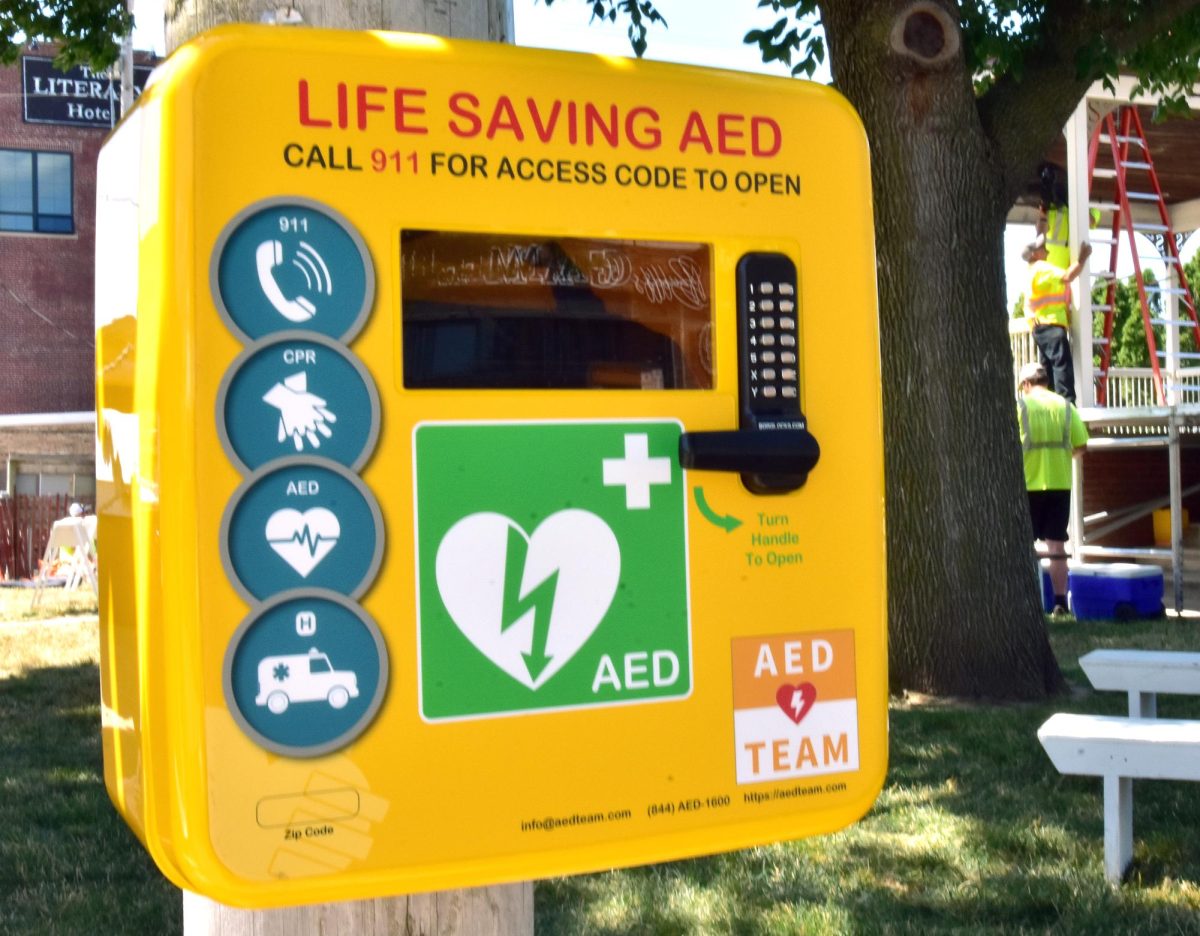 An Automated External Defibrillator (AED) was placed on a pole in front of Mushroom Park in July 2023 and is available for use by the public in a cardiac arrest emergency. AEDs greatly increase the chances of surviving a sudden cardiac arrest when used within the first few minutes. People can access the unit by calling 9-1-1 while at the box. The dispatcher at the Joint Emergency Communications Center (JECC) will take the information regarding the emergency, dispatch trained responders from the Solon Fire Dept., Johnson County Sheriff’s Office, and Johnson County Ambulance Service, and send a code for the caller to unlock the box.