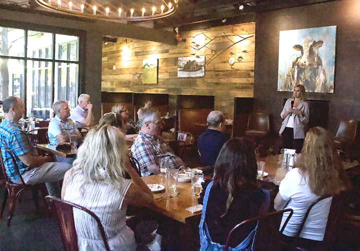 Eat Shop founder Cheryl Maloney
talks about how she transitioned
from a career in corporate America
to entrepreneurship, inspired by her
great aunt’s 1930s bakery, during
the “Small Town, Big Dreams” panel
discussion Wednesday, June 11, at
Big Grove in Solon.