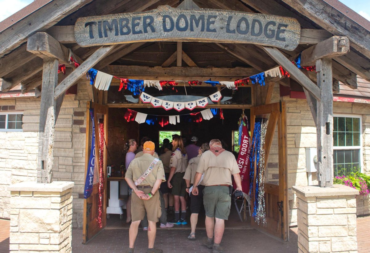 Eagle scouts walk into the Eagle Court Ceremony at the Timber Dome Lodge in Solon Sunday, June 29.