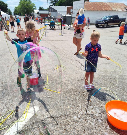 Library fun at Kids Corner during Solon Beef Days. We enjoyed giant bubble magic and building LEGO derby cars to race
