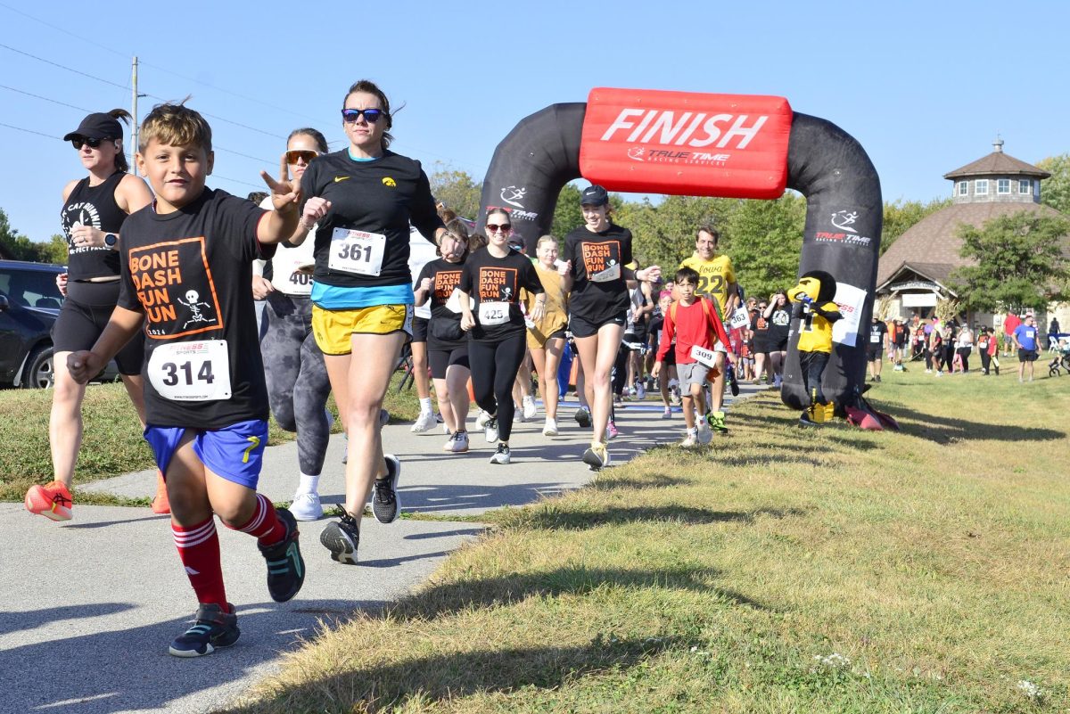 Grey Johans (314), Crystal Nicholson (361), Lauren Vande Kamp (425), and Mirai Hong-Noerper (309) with many others, start the 5k and 1-mile runs for the third annual Bone Dash fundraiser at the SRNA. This year’s event is scheduled for Saturday, October 11 at the Timber Dome and costumes are encouraged.