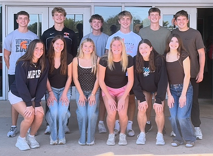 (Front, from left) Gable Knight, Jillian Elijah, Piper Stahle, Jozie Lahr, Kiley Devery, and Kennedey Whitford. (Back, from left) Nick Stahle, Eli Kampman, Nick Gerdin, Teague Williams, Ty Turner, and Tripp Johnson.