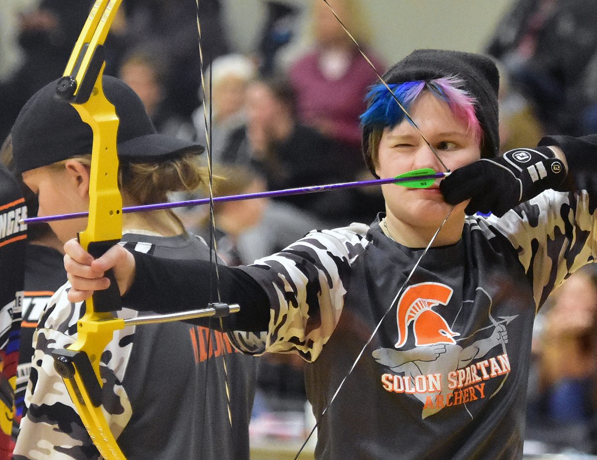 Phillip Miller takes aim during a mini-tournament hosted by the Solon Archery Team in 2023.