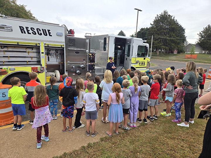 Lakeview Elementary School students were afforded an up close look at one of Solon’s fire engines during a Monday, October 6 visit by the Solon Fire Department as part of National Fire Prevention Week.
