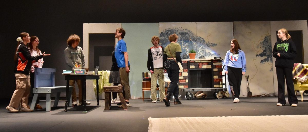 The cast of Solon High School’s Drama Department rehearses a scene for Bard in a Box: Taming of the Shrew, a play within a play. The Spartan Thespians will present the show this weekend in the Performing Arts Center. Showtimes are Saturday at 7:00 p.m. and Sunday at 2:00 p.m.