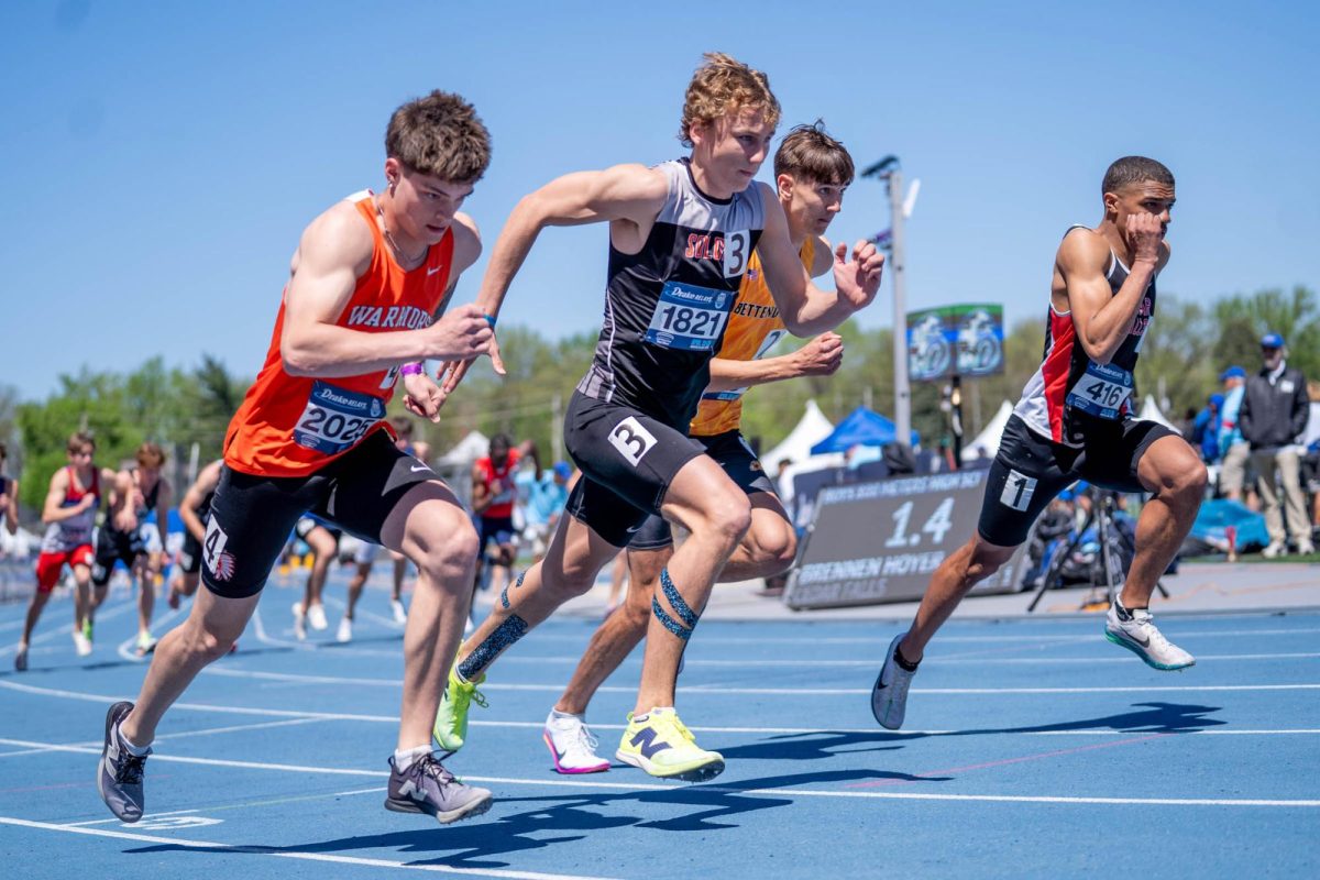 Solon's Mac Svalstad runs the Boys'
800-meter race at the Drake Relays in Des Moines Friday, April 24.
