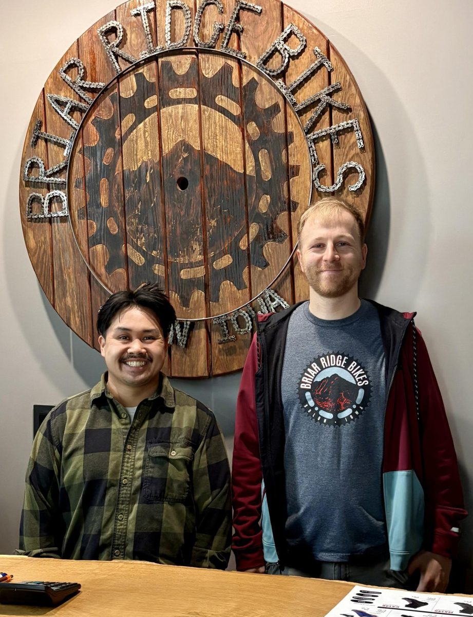 Tony Nguyen and owner Alex Ledger stand behind the massive, weathered service counter at Briar Ridge Bikes in Solon. "We aren't retail first and foremost; we are a shop," Ledger explains. "Our goal is to promote a healthy lifestyle, and you can’t do that with high-pressure sales tactics."