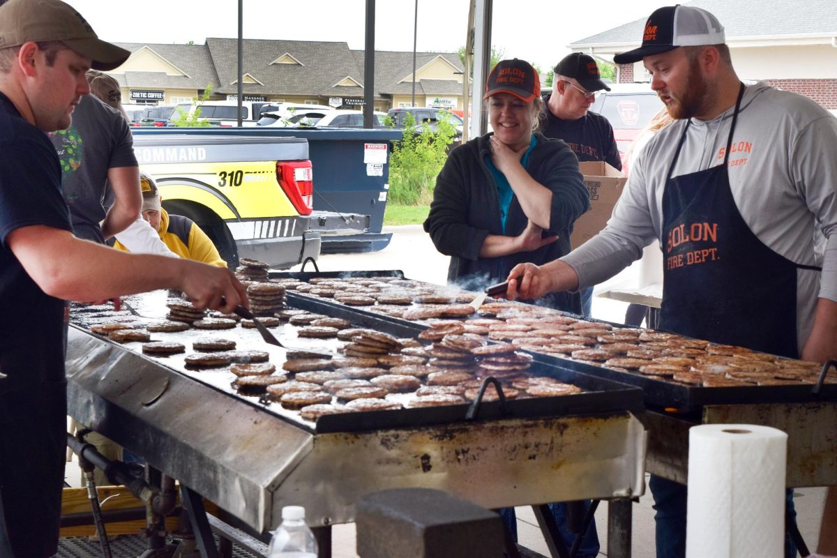 Solon firefighters grill up sausage patties for the annual Firefighter’s Pancake Breakfast Sunday, May 25, 2025, at the fire station. This year’s event, a major fundraiser for the all-volunteer department, will be held Sunday, May 24.