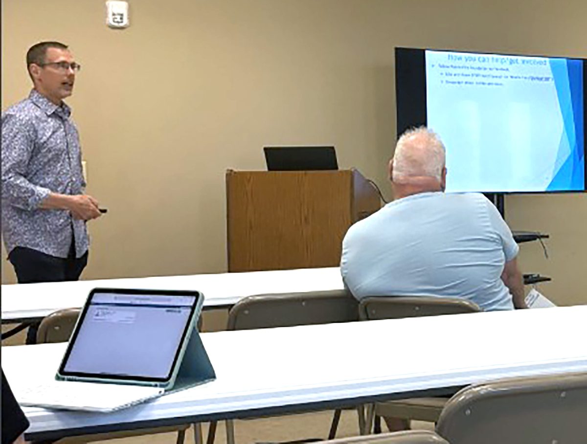 Michael Stein, of the Prairie Fire Foundation, spoke on the importance of clean water projects in third world nations Thursday, May 28, at St. Mary Catholic Church in Solon as part of a speaker series sponsored by the church’s Culture of Life Committee.